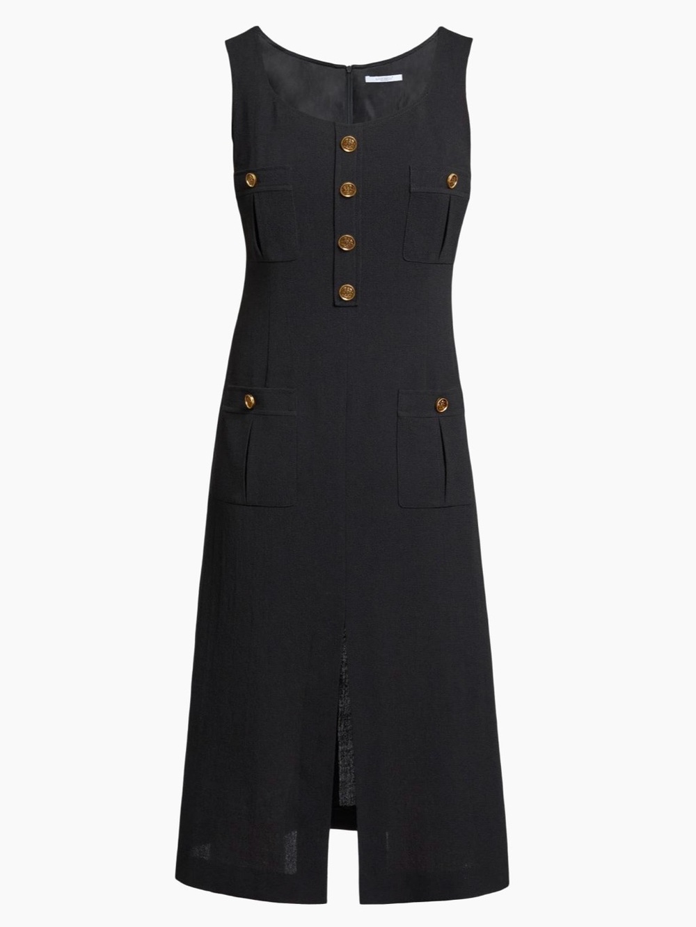 NWT Santorelli Black Midi Dress with Gold Button Details